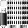 Hoteam 50 Pcs USB 2.0 Flash Drives Bulk, Portable USB Thumb Drive with 50 Black Lanyard, USB Protective Cover Flash Drives for Office School Data Storage, Black (256 MB)